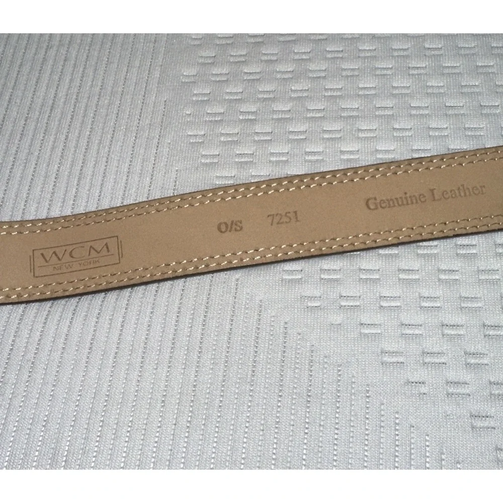 WCM Genuine Leather Belt Metallic Bronze One Size Adjustable Round Silver Buckle